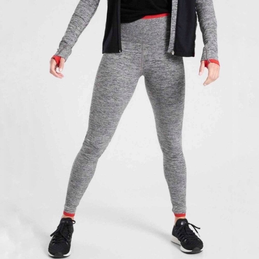 Athleta Heather Gray Andes High Rise Seamless Tight Leggings Sz M